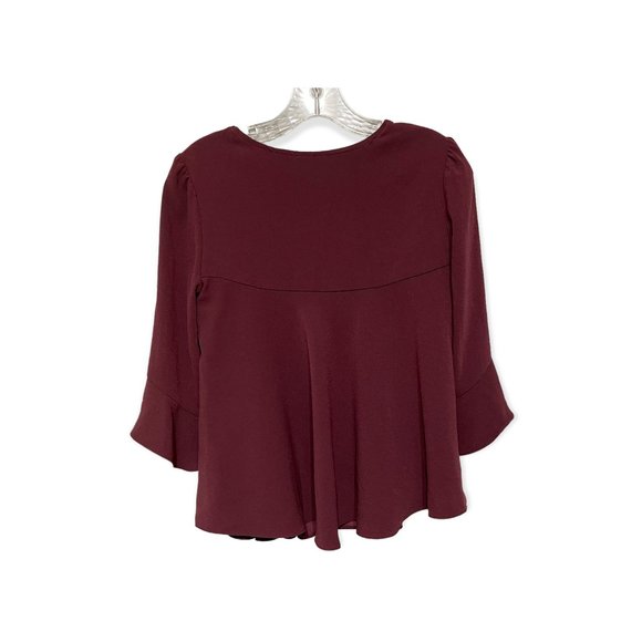 Drew Anthropologie XS Burgundy V Neck Bell Sleeve Dillone Top - Picture 4 of 7